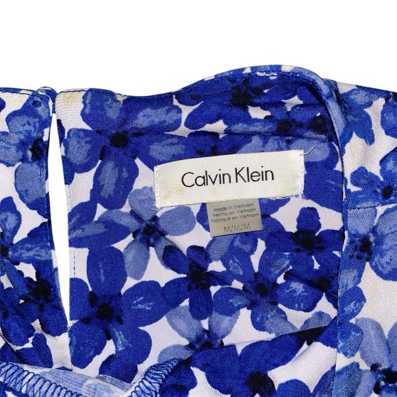 Calvin Klein Sleeveless Blouse with Blue Watercolour Floral Pattern - Picture 3 of 11